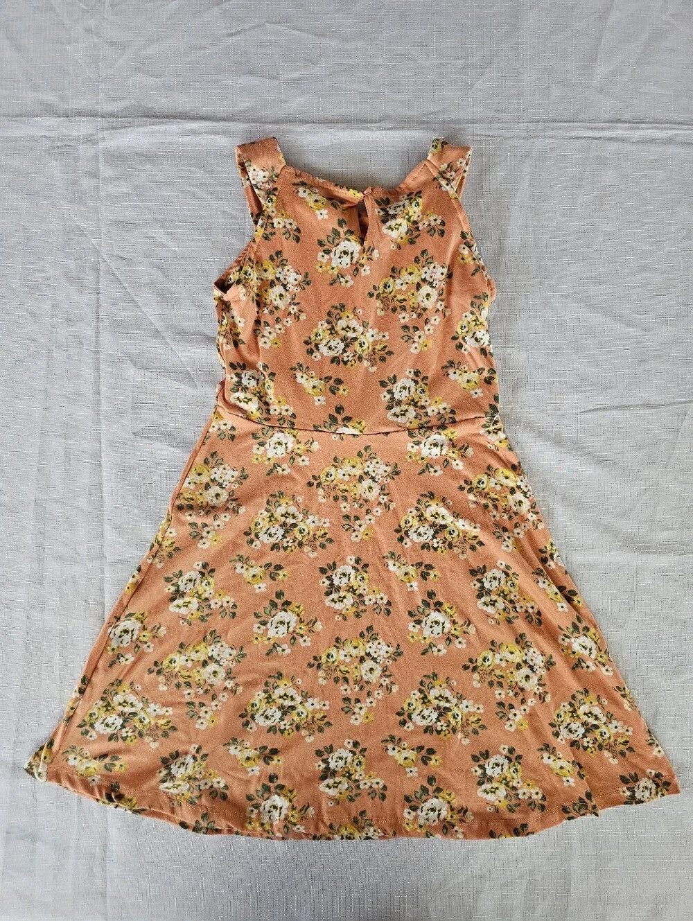 Girls Rule Orange Floral Sleeveless Summer Dress Size 8 Knee Length Casual EUC